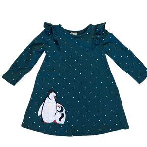 🐧 Forest Green Winter Penguin Dress, size 3T